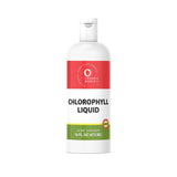 Chlorophyll liquid , Dietary supplement  bottle, 16 FL. OZ, 473ml,  by organic world, with a red, green and white  label, on a white background