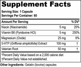 Supplement Facts label for 5-HTP by Organic World