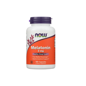 melatonin supplement bottle, 180 capsules  by now foods