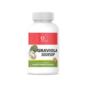 graviola soursoop supplement bottle, 100 veg capsules  by organic world