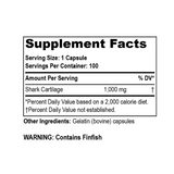 Supplement Facts Cartilage label by organic world