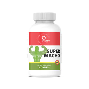 super macho supplement bottle, 60 tablets  by organic world.